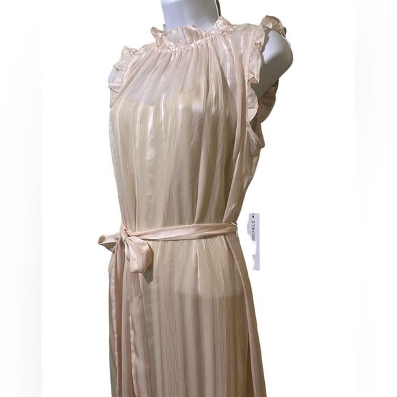 NWT Ethereal Shimmering Champagne Sheer Chiffon Tiered Maxi Dress Cottage Fairy - Picture 5 of 15